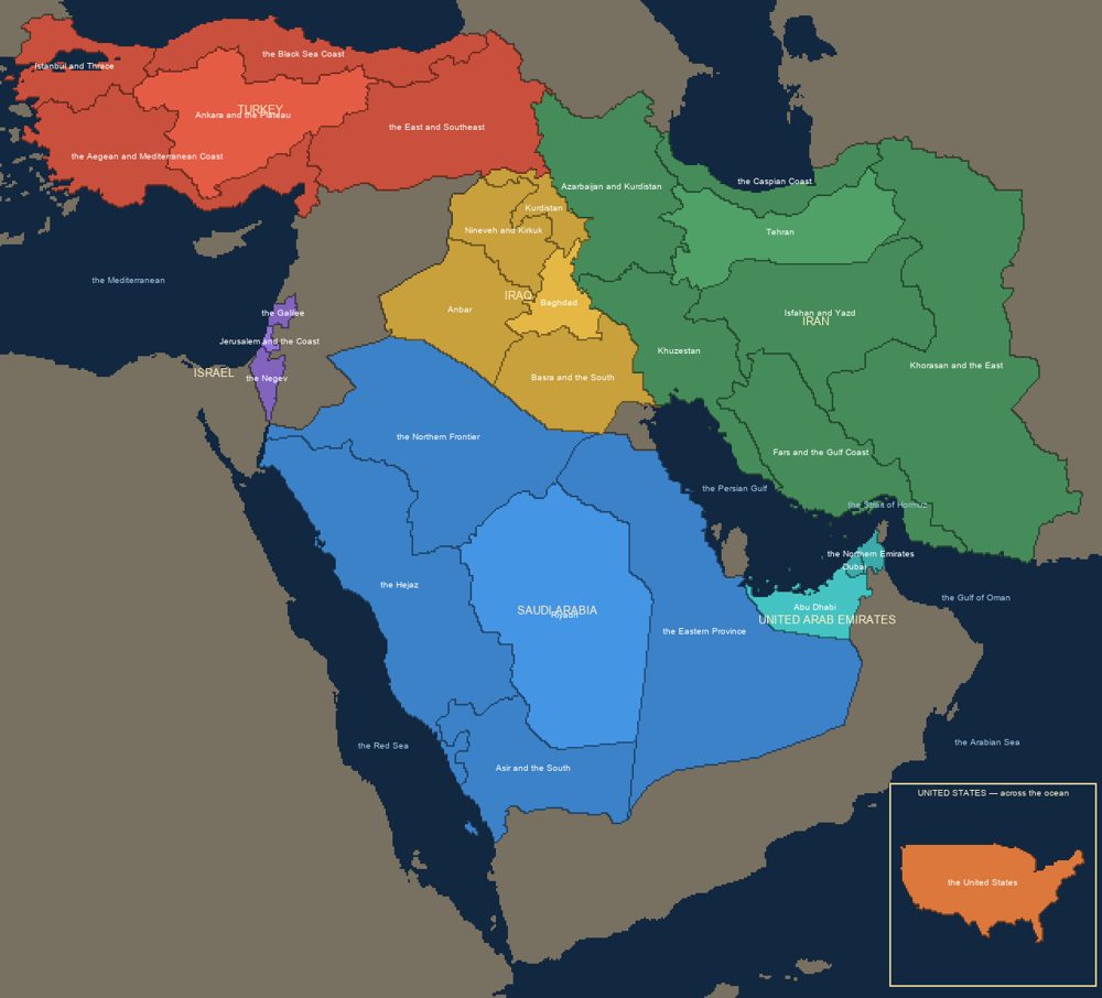 A first, flat-coloured map of the Gulf