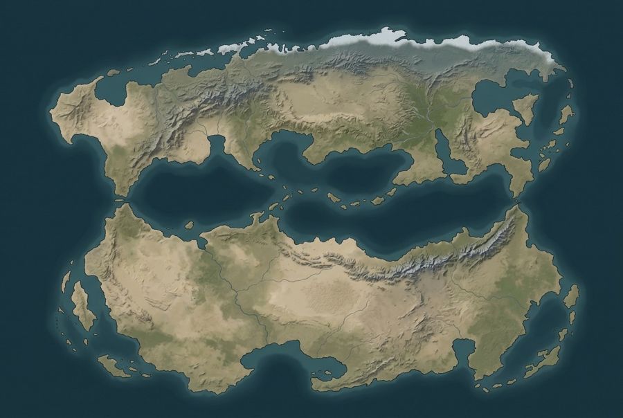A world of two continents, north and south